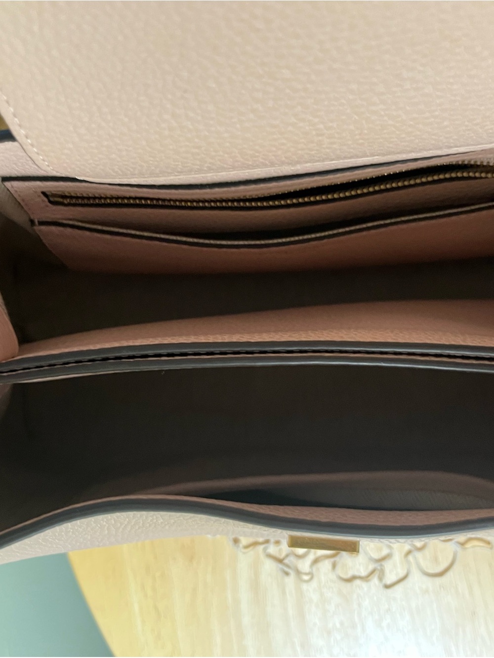 Tory Burch Blush Pink Pebbled Leather Top-Handle Satchel with Gold Logo - Picture 6 of 7